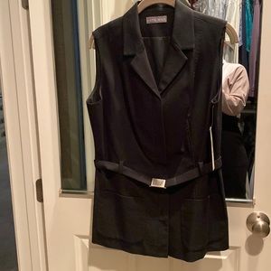 NWT Kate Hill Black pique belted vest